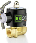 Three Eighth Inch Electric Solenoid Valve 12 Volt DC Normally Closed With Viton Gasket For Air Gas And Fuel Brass Body