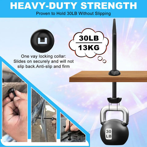 Heavy Duty Car Fastener Kit No Hassle With 50Pcs Nylon Universal Cable Tie Buckles And Self Locking Zip Ties Pin And Button Upgraded Automotive Zipper Clips Dome Top Design For Bumpers Fender Liners Door Panels And Trim shown with 30lb weight