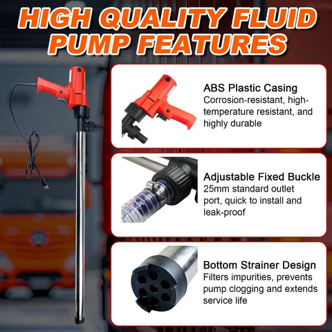 Tough As Nails 2480W Electric Fuel Transfer Pump For Diesel And Motor Oil, 110V 13000Rpm barrel pump with ABS casing and strainer.