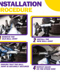 Heavy Duty Golf Cart Tie Rod End For Precedent And Tempo Models 2004 To 2026 Upgrade With Aluminum And Steel Construction For Longer Life And Smoother Steering Replaces OEM Parts 1020226 01 1022883 01 102022601 102288301 installation procedure showing ball joint steps