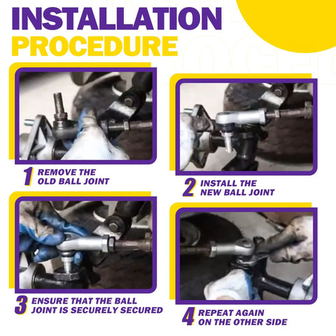 Heavy Duty Golf Cart Tie Rod End For Precedent And Tempo Models 2004 To 2026 Upgrade With Aluminum And Steel Construction For Longer Life And Smoother Steering Replaces OEM Parts 1020226 01 1022883 01 102022601 102288301 installation procedure showing ball joint steps