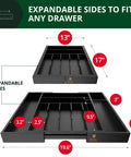 Premium Must Have Bamboo Kitchen Drawer Organizer With 9 Grooved Slots For Silverware And Utensils, adjustable drawer fit