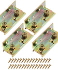 Rock Solid Galvanized Bed Rail Brackets 4 Pack With 32 Heavy Duty Screws Rust Proof Steel Frame Supports For Beds Easy No Mortise Setup, showing four brackets and screws.