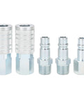 Heavy Duty 1/2 Inch Quick Connect Air Fittings Kit With High Flow Performance Five Piece Industrial Couplers And Plugs Includes 1/2 FNPT And MNPT For Air Tools And Compressors
