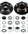 Two Piece 3500 Lb Trailer Hub Kit With 5 Lug 4.5 Inch Pattern includes hubs, bearings, and seals for easy maintenance.