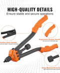 Close-up of Straight Up 16 Inch Rivet Nut Tool Kit handle, showcasing ergonomic rubber grip and carbon steel structure.