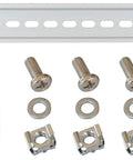 DIN Rail Mounting Bracket for 19 Inch Rack Systems Slotted Aluminum Alloy Beefy Rack Ears Kit Slim 17 Inch Length 35mm Width 7.5mm Height Heavy Duty Rack Mount Solution components displayed.