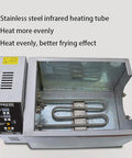 Premium Heavy Duty Electric Coffee Bean Roaster With Auto Timer And Non Stick Drum For Fast Even Heating No Sweat Operation For Home Baristas And Coffee Crew showing stainless steel infrared heating tube for even roasting.