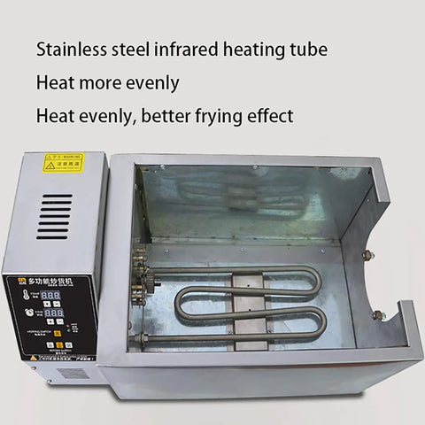 Heavy Duty Commercial Electric Coffee And Nut Roaster Machine With Crisp Digital Led Display, Quick Temp And Timer Tweaks, Roomy Four Kilogram Chamber, Reliable Thermostatic Heating, Smooth Daily Grind For Busy Shops - stainless steel heating tube visible