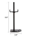 Heavy Duty Adjustable Leveling Mounting Plates For Industrial Storage Racks shown in black steel, 9.6 inches tall, 3.9 inches wide.