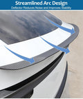 Drop In Badass Aero Upgrade For The Tesla Model Y Juniper Rear Spoiler Trunk Lip Tail Wing No Drill Hassle Seamless Factory Fit showing streamlined arc design.