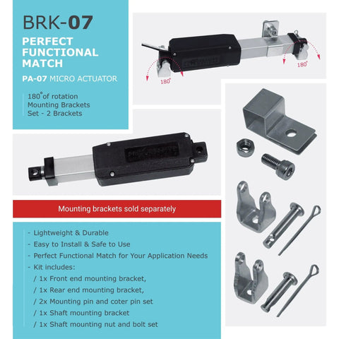 Rock Solid Iron Steel Mounting Bracket Set BRK 07 For Micro Linear Actuator Compatible With PA 07 Actuator Durable Iron Construction Lightweight Bracket Design For Secure Mounting And Easy Installation, PA-07 bracket set