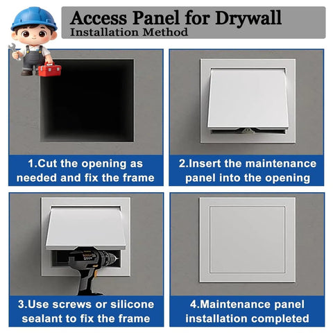 Installation method for Heavy Duty 12X15 Inch Aluminum Access Panel For Drywall Walls step-by-step guide.