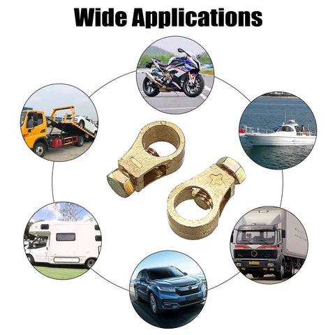 Two Pairs Pure Copper Battery Terminal Clips For Cars With Washers And Gaskets Positive And Negative Top Post Cable Connectors