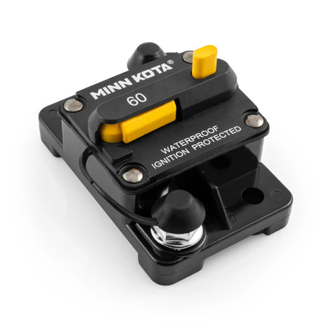 60 Amp Marine Grade Trolling Motor Circuit Breaker With Manual Reset And Push To Trip Power Cutoff, Dual Function Protection For Boats