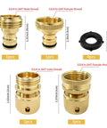 Premium Brass Garden Hose Quick Connectors 3/4 Inch GHT Repair Kit male female couplers with washers, brass parts shown
