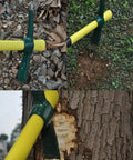 18 Inch Steel Forged Pickaxe With Lightweight Fiberglass Handle used for gardening, digging, and camping across different surfaces.