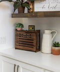 Dark Oak Router Storage Box With Wall Mount And Cable Management System Hides Ugly Modems While Keeping Cables Tidy A Real Space Saver