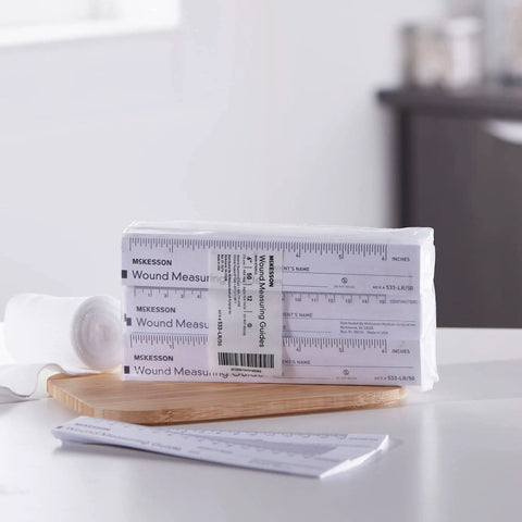 Wound Measuring Guide Ruler, 6 Inch Paper, Non Sterile, 50 Count, Calibrated for Super Handy Wound Progress Tracking in Both Metric And Imperial Units For Medical Staff And Home Use, wrapped pack