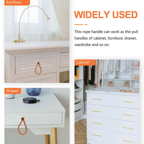 Old School Vintage Rope Cabinet Pull Handle Gold Tone for Small Drawers and Doors shown on furniture, cabinet, and drawer