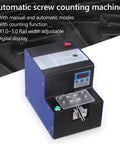 Automatic Screw Feeder Machine With Digital Display Counts M1.0 To M5.0 Fasteners, showing blue and black counting machine with digital display.