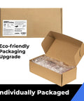 Clear Safety Glasses Bulk Pack Of 48, eco-friendly packaging with open box showing individually wrapped glasses for work, lab, construction.