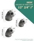 Black Cast Iron Half Inch 45 Degree Female Elbow Pipe Fitting Pack Of Four For DIY Steampunk Projects Industrial Shelving