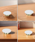 10 Pcs Universal Fire Sprinkler Concealment Cover Plates Thick Iron Decorative Pipe Caps on wooden surface, showing installation detail.