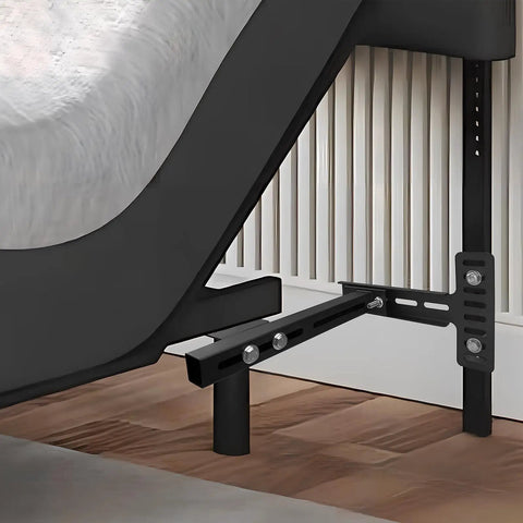 Built Tough Adjustable Headboard Brackets 2 Pack Expandable Steel Bed Frame Hardware Kit Fits Twin Full Queen King Beds, wall support detail.