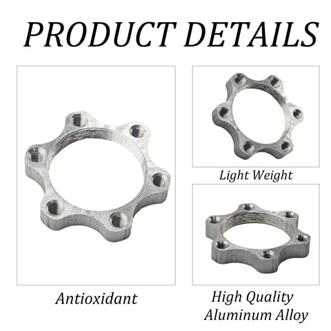 44mm Bicycle Hub Disc Brake Adapter Freewheel Threaded Mount To 6 Bolt Rotor Converter, aluminum alloy flange with antioxidant finish