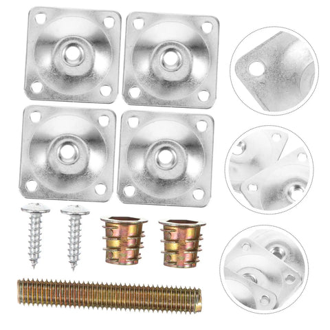Heavy Duty Iron Table Leg Brackets Four Pack For Sofa Couch And Ottoman Replacement Mounting Plates Pre Drilled For Easy Swap Furniture Repair Kits