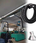Grab This Adjustable 360 Degree Rotatable Industrial Dust Collection Arm Fume Extractor With Hood And Valve Super Easy Install One Meter Hose For Assembly Line Two Hundred Millimeter Pipe Efficient Air Filtration System with black flexible duct and metal hood on machines.