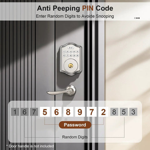 Keyless Entry Door Lock With Code And Voice Guidance Electronic Keypad Deadbolt Auto Lock Anti Peep Password Easy To Install