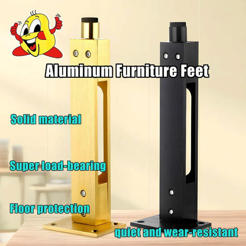 Adjustable Metal Furniture Legs 4 Pack showing gold and black aluminum alloy support feet for tables with focus on load-bearing features