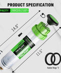Swanlake 200cc fluid extractor syringe pump with clear body and green cap; includes two rubber rings