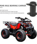 Rear Axle Bearing Carrier Hub for 50cc to 125cc ATVs Quad Go Karts, heavy duty metal design displayed with red and black ATV