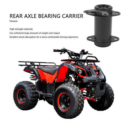 Rear Axle Bearing Carrier Hub for 50cc to 125cc ATVs Quad Go Karts, heavy duty metal design displayed with red and black ATV