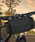 Bike Handlebar Bag With 900D Nylon Water Resistant Tactical Waist Pack for Cycling and Hiking mounted on bike handlebar