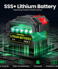 Lithium battery for Cordless Leaf Blower Turbo Power 980,000 RPM with 21V, 4.0Ah capacity shown in graphic.