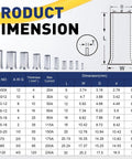 Wire Ferrules Kit 340 Pcs 8 Sizes AWG 2/0 to 12 Tinned Copper Non Insulated Crimp Connectors dimensions chart