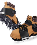 Lawn Aerator Shoes With 26 Spikes For Deep Soil Aeration, Easy To Install With Wrench Included, Spider Buckle Design, side view.