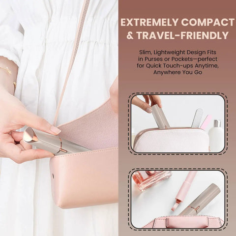 Go-To Facial Hair Remover For Women With Built-In Light And Stainless Steel Blade being placed in a purse