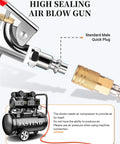 Two Way Air Blow Gun Kit With One Quarter Inch NPT Connection Rubber Tip And Standard Quick Plug for air compressors