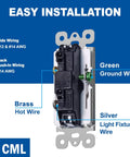 Back view of Single Pole Decorator Light Switches 20 Pack Rocker Paddle Wall Switches 15A 120/277V On Off Interrupter UL Listed