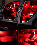 Super Bright Red DE3021 31mm Festoon LED Bulbs 6 SMD 3030 illuminating car interior with vivid red light, pack of 4