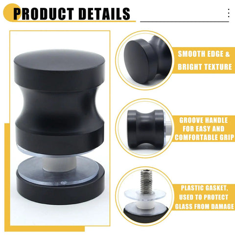 Straight Up Built Tough Black Shower Glass Door Handles 2 Pack Stainless Steel One Sided Bathroom Hardware With Comfy Smooth Grip And Rust Proof Heavy Duty Finish That Stays Clean And Looks Fresh For Quick Upgrades, featuring a smooth black grip and protective gasket.