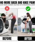 Comparison of laundry routine before and after using Washer And Dryer Pedestal 29 Inch Wide 16 Inch High White Steel Universal Fit.