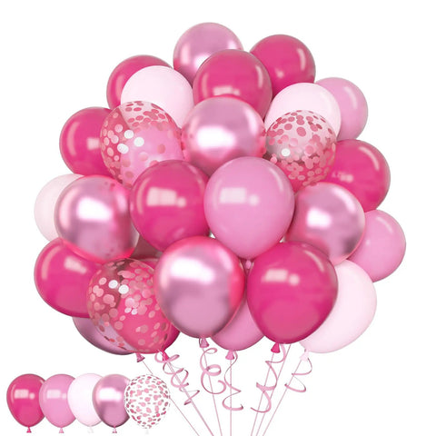 All In One Hot Pink Balloon Arch Garland Kit With 153 Latex Balloons In 18 Inch 12 Inch 10 Inch And 5 Inch Sizes Plus Metallic Confetti
