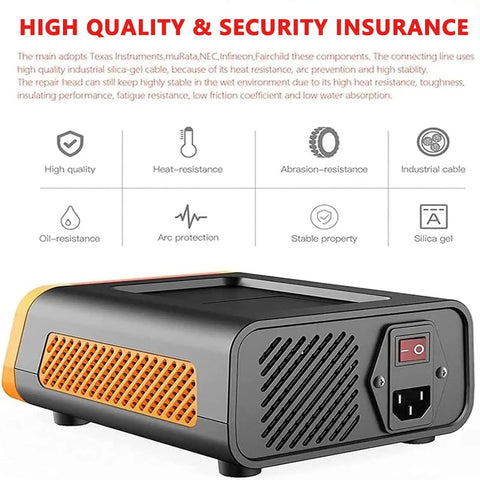 Pro Grade Paintless Dent Repair Kit With Heavy Cut Resistant Gloves Fast Auto Body Straightener rear view with controls.