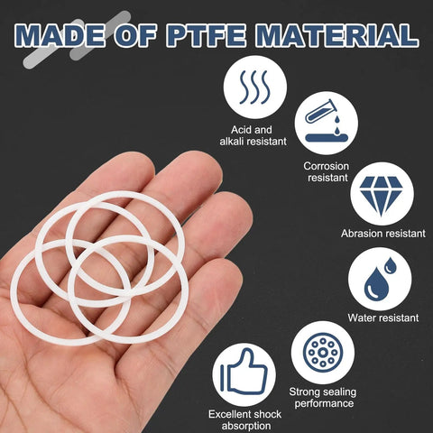 Fifty Heavy Duty PTFE Flat Washers Serving As Tough O Ring Gasket Spacers Sized Knockout For 34Mm Centers And 38Mm Edges in hand